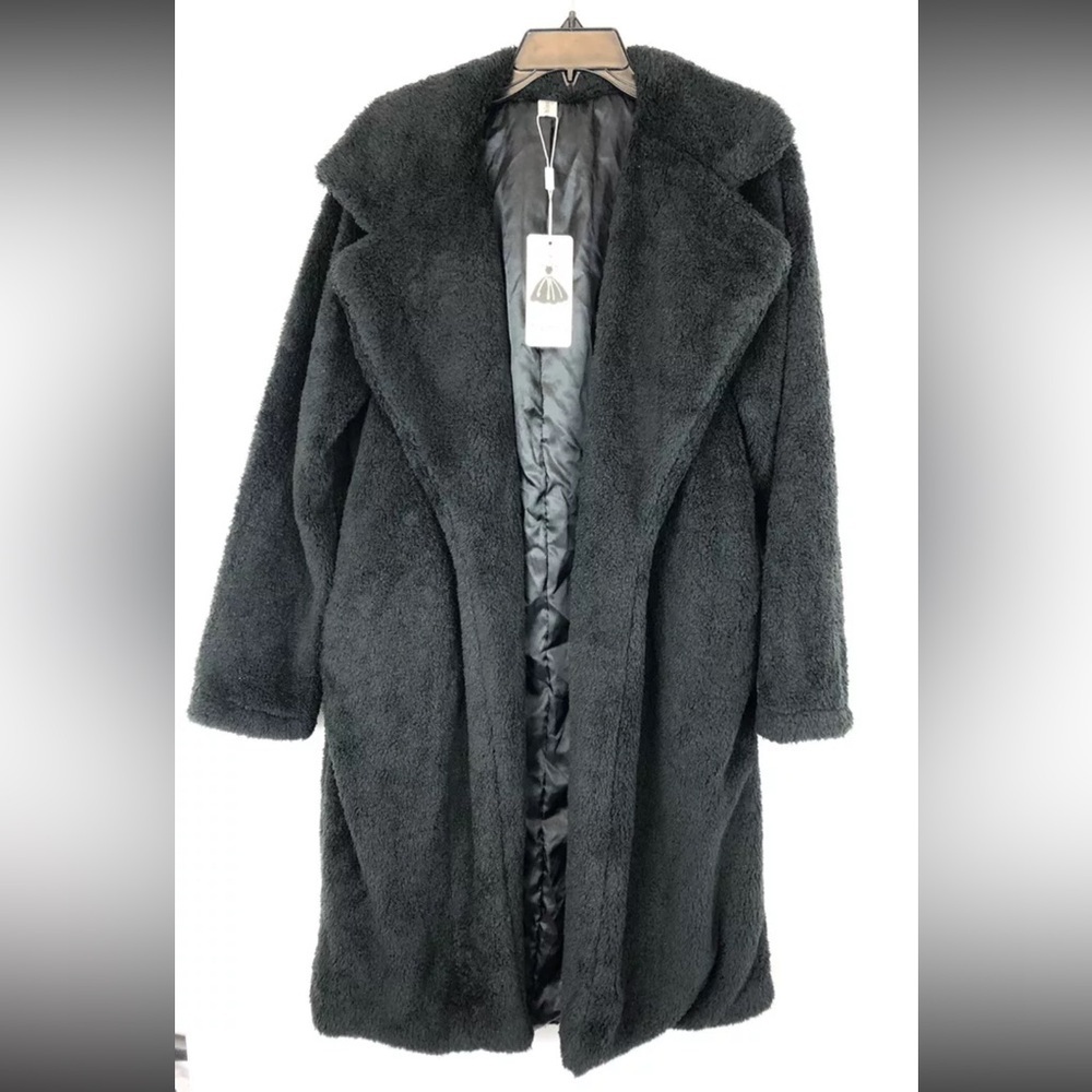 Angashion Women’s Black Over Coat Size Small